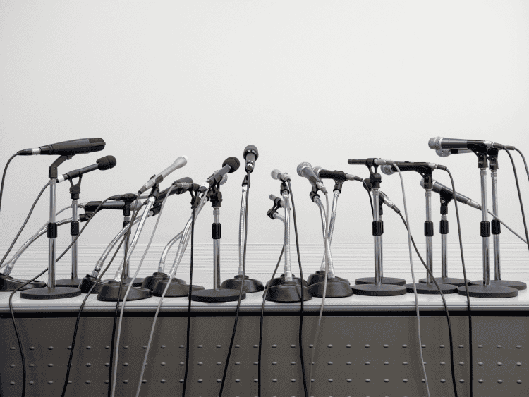 Microphones for a press conference