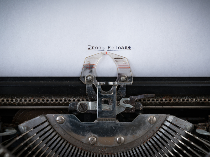 Typewriter with press release