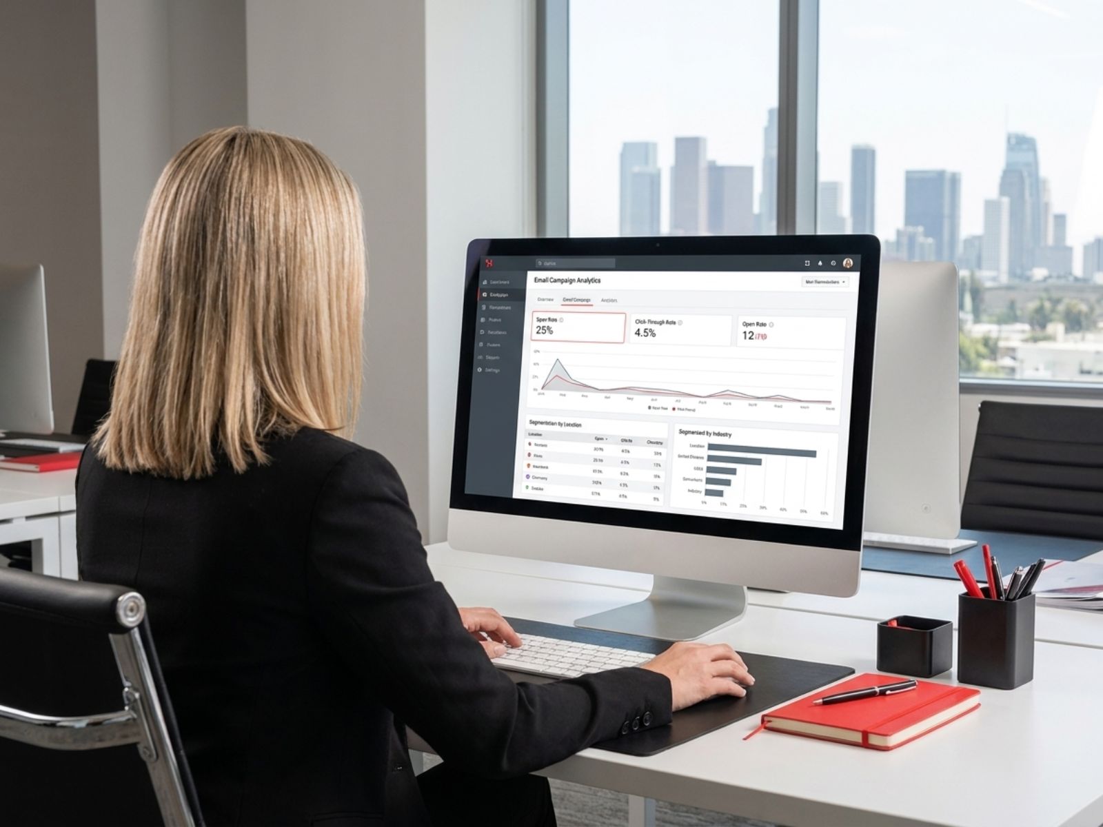 PR professional analyzing email campaign performance