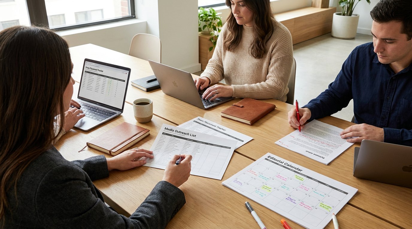 Public Relations Services — Team Strategy Session - Berbay Marketing & PR Berbay marketing team collaborating on public relations services strategy