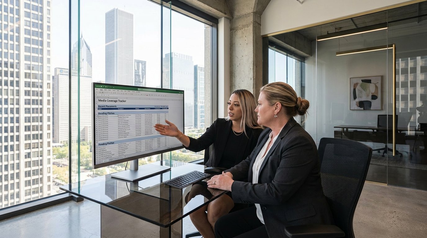 Berbay advisor reviewing Chicago law firm marketing analytics with a professional services client