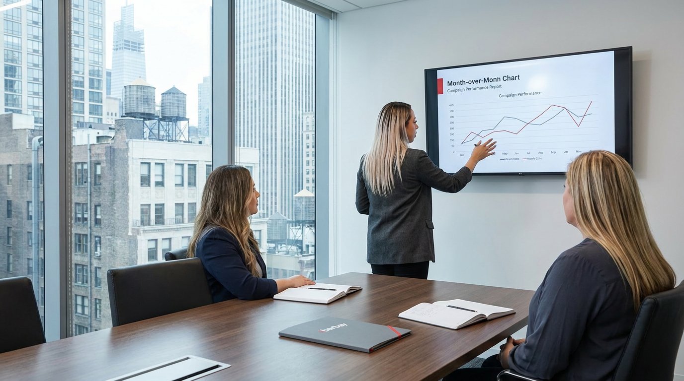 Berbay team presenting law firm marketing agency nyc strategy to clients